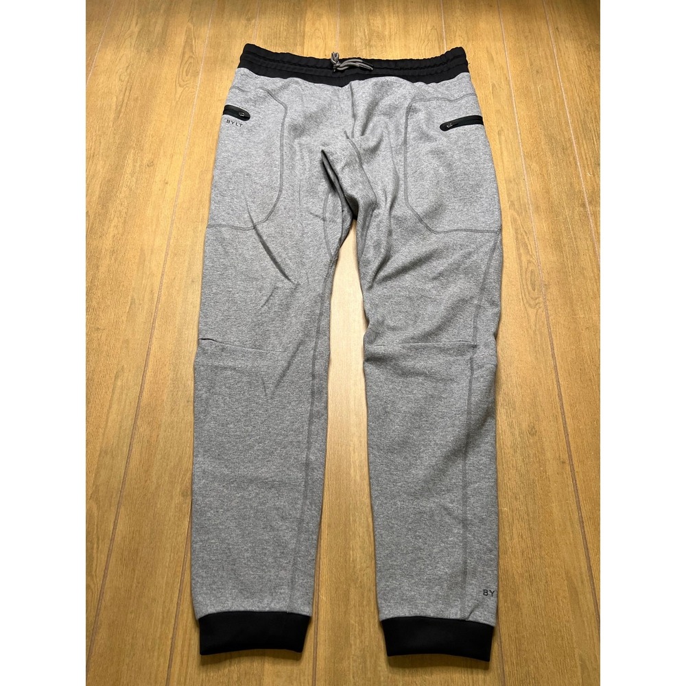 BYLT‎ Premium Jogger Men XXL Gray Black Tapered Athletic Sweatpants Zip Pockets